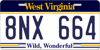 WV license plate 8NX664