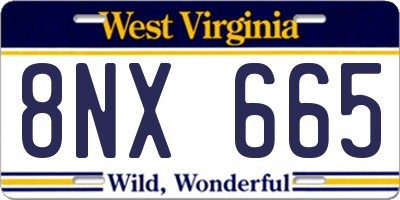 WV license plate 8NX665
