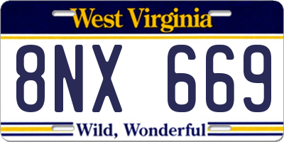 WV license plate 8NX669