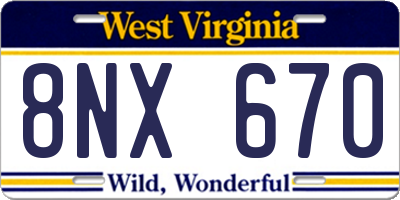 WV license plate 8NX670