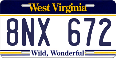 WV license plate 8NX672