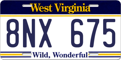 WV license plate 8NX675