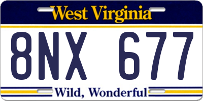 WV license plate 8NX677