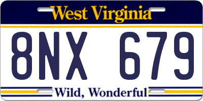 WV license plate 8NX679