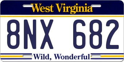 WV license plate 8NX682