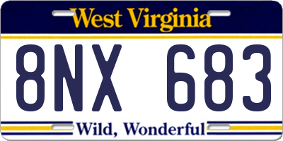 WV license plate 8NX683
