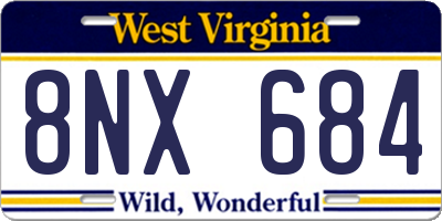 WV license plate 8NX684