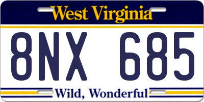 WV license plate 8NX685
