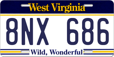 WV license plate 8NX686