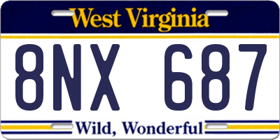WV license plate 8NX687