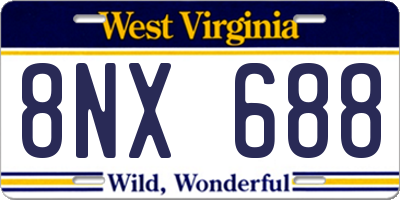 WV license plate 8NX688