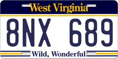 WV license plate 8NX689