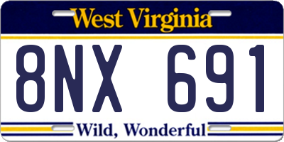 WV license plate 8NX691