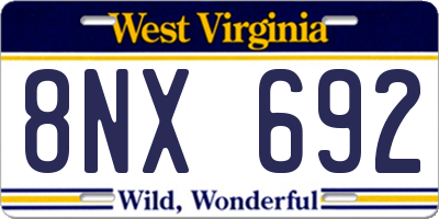 WV license plate 8NX692
