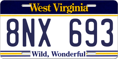 WV license plate 8NX693