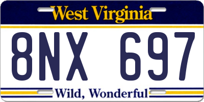 WV license plate 8NX697