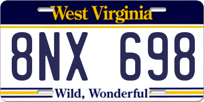 WV license plate 8NX698