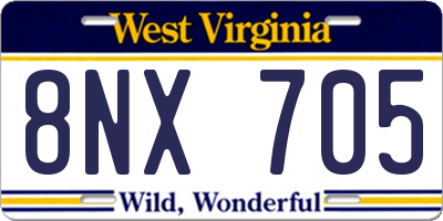 WV license plate 8NX705