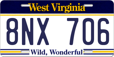 WV license plate 8NX706