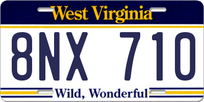WV license plate 8NX710