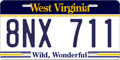 WV license plate 8NX711