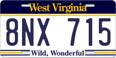 WV license plate 8NX715