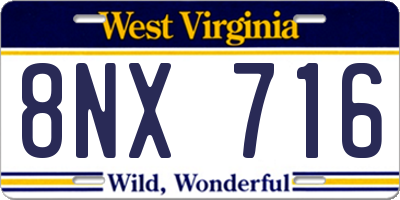 WV license plate 8NX716
