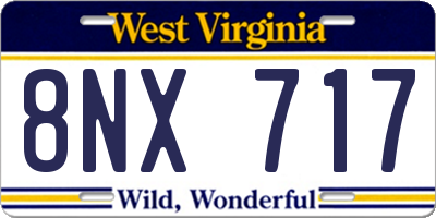 WV license plate 8NX717