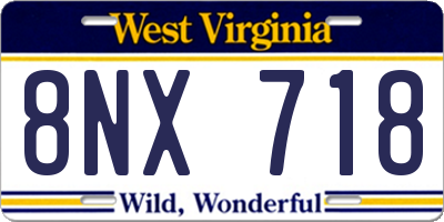 WV license plate 8NX718