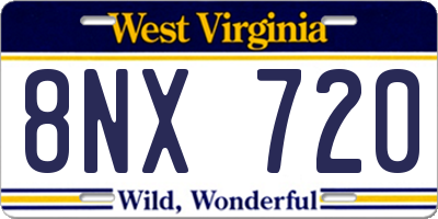 WV license plate 8NX720