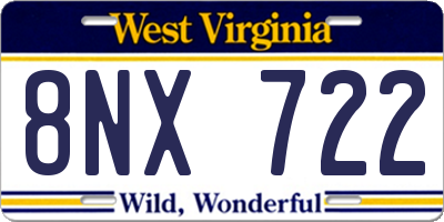 WV license plate 8NX722