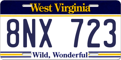 WV license plate 8NX723