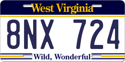 WV license plate 8NX724