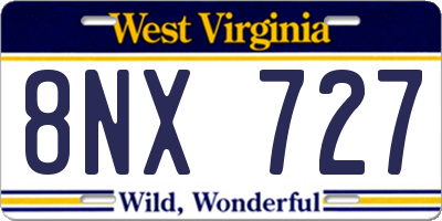 WV license plate 8NX727