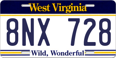 WV license plate 8NX728