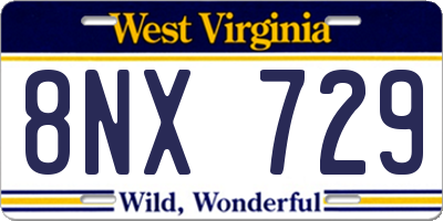 WV license plate 8NX729