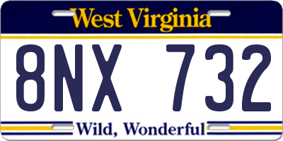 WV license plate 8NX732