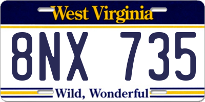 WV license plate 8NX735