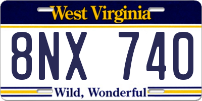 WV license plate 8NX740
