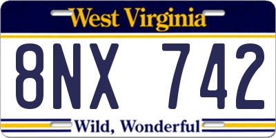 WV license plate 8NX742