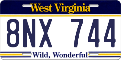 WV license plate 8NX744