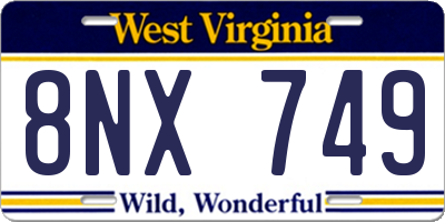 WV license plate 8NX749