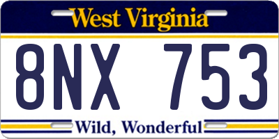 WV license plate 8NX753
