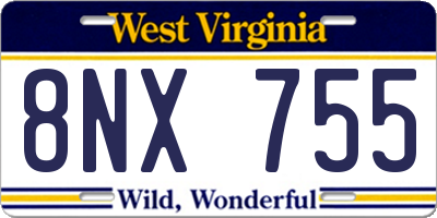 WV license plate 8NX755