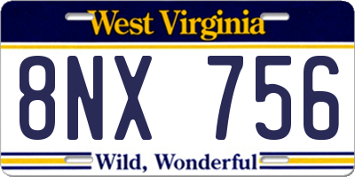 WV license plate 8NX756