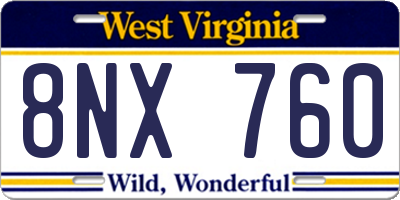 WV license plate 8NX760