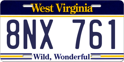 WV license plate 8NX761