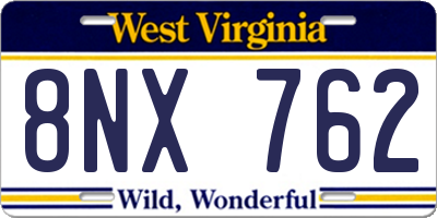 WV license plate 8NX762