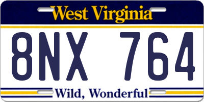 WV license plate 8NX764