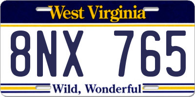 WV license plate 8NX765